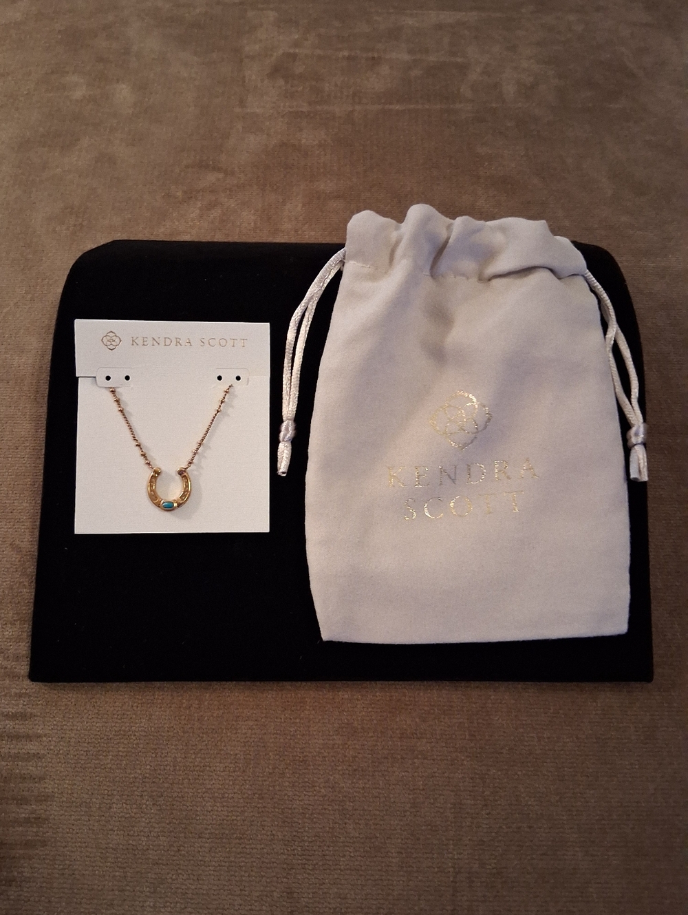 Kendra Scott Noble Vintage Gold Horseshoe Pendant Necklace with Turquoise Accent